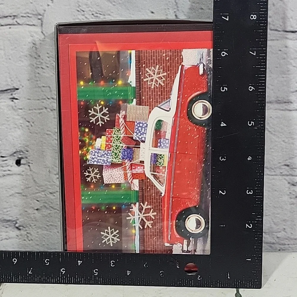 Vintage Hallmark Cares Glitter Christmas Holiday Cards Car  (16 PCS) Open Box
